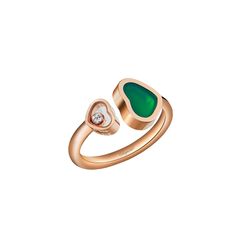 Chopard Happy Hearts - Chopard Happy Hearts, Dancing Diamond, Ring Heart, Green Heart, Happy Heart, Green Agate, Core Values, 18k Rose Gold