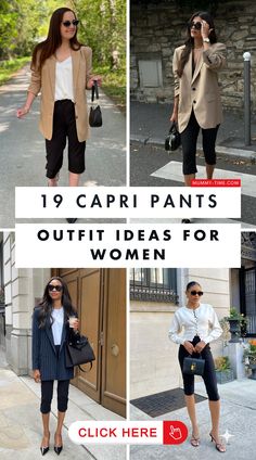 Capri Pants Outfit Ideas for the modern fashionista! Whether you’re heading to the office, a brunch date, or a casual day out, capri pants are a versatile choice that can be styled in so many ways. Pair them with a statement blouse for a chic look, or keep it casual with a comfy tee and sneakers. These Capri Pants Outfit Ideas will inspire you to create outfits that are both stylish and comfortable. Capri Pants Outfits, Denim Capri Pants, White Tube Top, Blouse Images, Capri Outfits, Black Capri Pants, Linen Pants Outfit, Statement Blouse, Cargo Pants Outfit