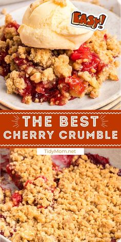 the best cherry crumble dessert is ready to be eaten