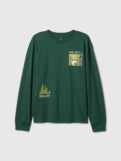 Soft cotton T-shirt.  Crewneck.  Long sleeves with banded cuffs.  Assorted graphics and slogans.  Straight, easy fit.  Hits at the hip. Gap Kids, Toddler Gifts, Boys T Shirts, Cotton T Shirt, Baby Toddler, Cotton Tshirt, Graphic T Shirt, Gap, Autumn Fashion