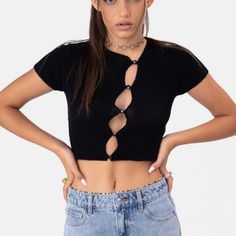 Brand New Never Worn Size Xs/S Y2k Black Crop Top For Night Out, Black Edgy Crop Top, Brand New, Womens Tops, Tops & Tees, Women Shopping, Black, Color