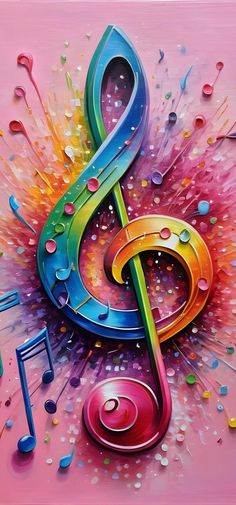 a colorful music note with musical notes painted on it