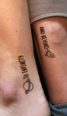 two people with matching tattoos on their legs, one has the words'we are always friends