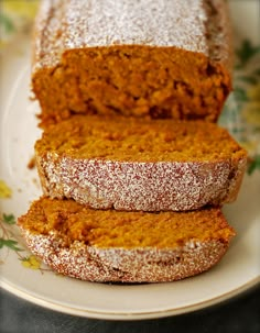 two slices of pumpkin bread on a plate