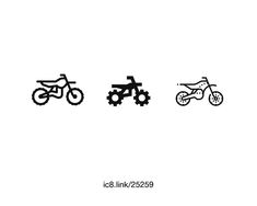 three different types of motorcycles are shown in black and white