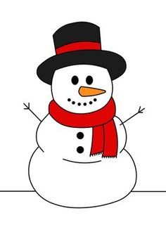 a snowman wearing a red scarf and black hat is standing in front of a white background