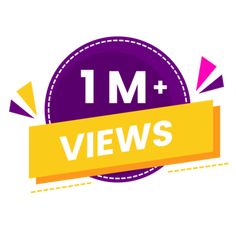 the 1m and views logo is shown in purple, yellow and orange with an arrow