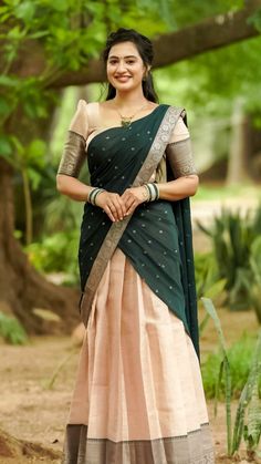 How To Drape Half Saree, Half Saree Blouse Designs Latest, Pattu Langa Voni Half Saree, Half Saree Designs Simple, New Model Sarees, Traditional Half Saree Designs, Langa Voni Half Saree, Traditional Half Saree, Kurta Pattern