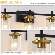 four different views of the light fixture