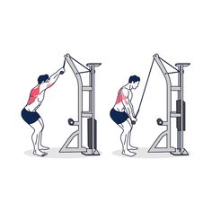 a man and woman doing pull ups on the same exercise machine as another person stands behind them