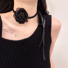 Material: Mixed Material Color: Black Flower Necklace, White Flower Necklace Fashion Element: Flowers Style: Pastoral Style Elegant Adjustable Choker For Night Out, Adjustable Flower Necklace For Party, Black Ribbon Choker Necklace For Parties, Gothic Clavicle Chain Choker For Party, Elegant Party Necklace With Flower Decoration, Black Choker Necklaces For Party, Gothic Party Choker, Chic Flower Necklace For Party, Chic Flower Necklaces For Party