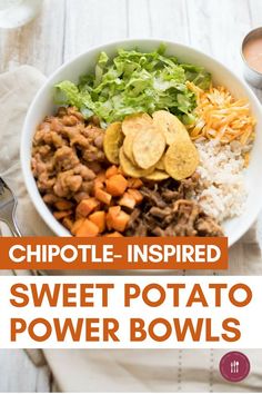 a bowl filled with sweet potato bowls and chips