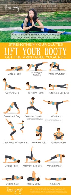 Strong Glutes, Workout With Weights, Pilates Exercises, Yoga Workouts, Yoga Moves, Relaxing Yoga, Free Yoga