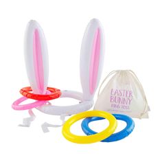 an inflatable ring tosser with two bunny ears and three rings around it