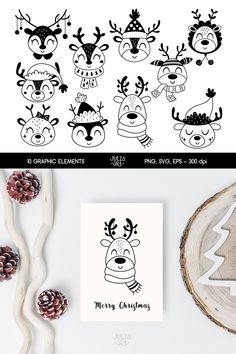 the christmas reindeers are drawn in different ways