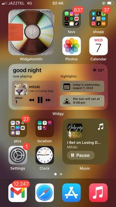 an iphone screen with various icons on it