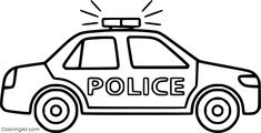 a police car with its lights on and the word police written in black ink above it