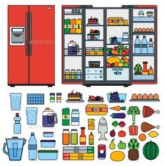 a refrigerator full of food and drinks