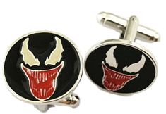 Venom Superhero Themed Metal Enamel Cuff Links     BRAND NEW  Venom Superhero Themed Metal Enamel Cuff Links Silvertone and Enamel Comes in a lovely Gift bag Great Gift for any Occasion Check out More Cool merchandise in our store       inkfrog terapeak Superhero Theme, Marvel Spiderman, Cuff Links, Silver Man, Venom, Pure Silver, Lovely Gift, Gift Bag, Spiderman