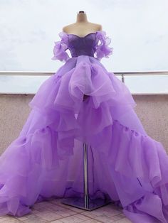 High Low Off Shoulder Purple Tulle Long Prom Dresses, High Low Purple Formal Dresses, Long Purple Evening Dresses SP2185 Asymmetrical Prom Dress, High Low Prom Dress, Purple Evening Dress, Purple Tulle, Dress Quinceanera, Gorgeous Prom Dresses, High Low Prom Dresses, Purple Prom Dress, Backless Prom Dresses