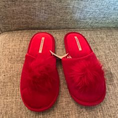 New With Tags. Red Slippers With Pom Ball On Top, From Victoria’s Secret. Red Slippers, Watch Tv, Perfect Day, Deep Red, Cosplay Costumes, Victoria’s Secret, Bridal Party, Pom Pom, Slippers