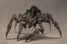 a drawing of a giant spider with sharp claws