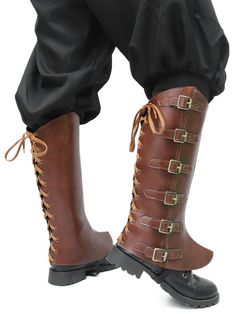 PRICES MAY VARY. AUTHENTIC DESIGN: Men's Medieval Gothic boots feature an authentic pirate style with faux leather construction, buckles, straps and pointed toe for knight or warrior cosplay costumes STURDY MATERIAL: Constructed from quality faux leather and metal accents, the punk boots can withstand regular wear for LARP or Renaissance festivals while retaining their classic look PROPER FIT: Multiple buckles and straps allow you to customize the fit for a snug and secure feel during active mov Medieval Boots, Pirate Cosplay, Pirate Boots, Knight Costume, Gothic Boots, Pirate Fashion, Punk Boots, Leather Armor, Costume Accessories