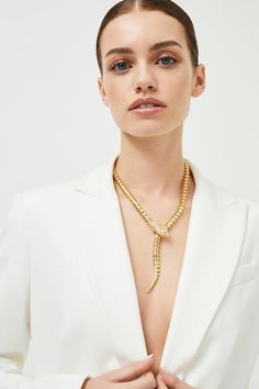 Snaking Glamorously Between Lapels, This Statement Gold-Plated Necklace Shows Off A Bold Snake Motif And Thick Box-Link Chain. Sparkling Rhinestone Crystals Dot The Eyes And Catch The Light As You Move, Punctuating This Head-Turning Piece Of Jewelry To Polished Perfection.Designed In London, Our Karen Millen Jewellery Collection Offers On-Trend Products In Premium Plated Finishes. The Collection Is A Great Way To Personalise Any Outfit And Makes The Perfect Gift For A Friend Or Loved One. Care: Necklace Collection, Snake Necklace, Pierced Jewelry, Karen Millen, Gold Plated Necklace, Fashion Face, Jewellery Collection, Crystal Rhinestone, The Collection