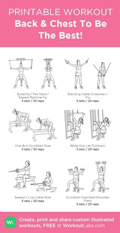 the printable workout guide for back and chest to be the best, with instructions on how