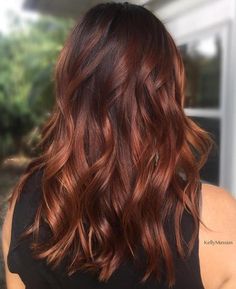 Balayage Hair Ideas, Red Balayage Hair, Balayage Long Hair, Copper Balayage, Red Balayage, Balayage Hair Dark, Long Dark Hair