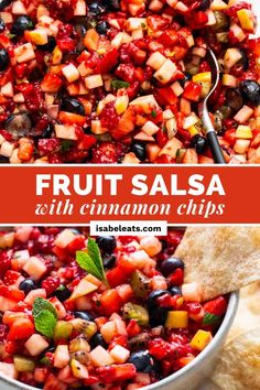 fruit salsa with cinnamon chips is an easy and delicious side dish for any summer bbq