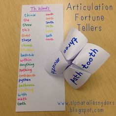 the word articulation fortune tellers are on top of a piece of paper