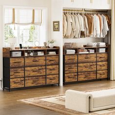 a living room filled with furniture and lots of closet space