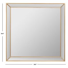 a square mirror with measurements for the frame