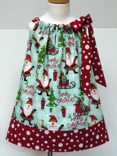 Holiday Dresses Girls Christmas Santa Pillowcase by WendysWhimzies, $22.00 Maxi Dress Tutorials, Tshirt Dresses, Childrens Fancy Dress, Pillowcase Dresses, Boutique Outfits, Christmas Dresses, Girls Holiday Dresses, Pillow Dress, Dress Tutorials