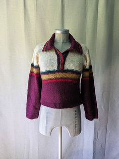 ◾◽ check out my other shop: https://dasfundstueck.etsy.com for 180+ reviews and many great vintage pieces on sale letting go of my old stock in Germany, 'cause I'm moving back to Portugal ◽◾ vintage handmade knit sweater  it's probably an acrylic-wool blend length: 48cm bust width: 43cm shoulder width: 41cm sleeve length: 52cm due to the second hand nature of these items, please note they may show natural signs of wear the color on the screen may differ slightly from the real color ◾◽ please rea Polo Knit Sweater, Polo Knit, Handmade Knit, Handmade Knitting, Vintage Pieces, Women Pullover, Sweater Outfits, Pullover Sweaters, Letting Go