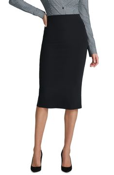 This smart pencil skirt resists lint, hair and pilling to give you a clean look no matter what life throws your way. 30" length (size Medium) Pull-on style Extrawide interior smoothing waistband Back slit Stretch lining 87% polyamide, 13% elastane Machine wash, dry flat Made in the USA of imported fabric Clean Look, Fabric Gift Bags, Nordstrom Store, Fabric Gifts, Free Fabric, What Is Life About, No Matter What, Pencil Skirt, Midi Skirt