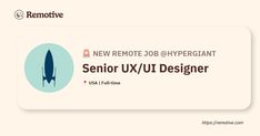 a sign that says new remote job hyperciant senior uxu / uu designer