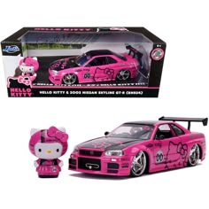 hello kitty's pink nissan skyline gto car with hello kitty figurine