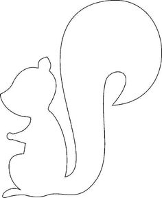 the outline of a squirrel's head with its tail curled up, in front of a white background