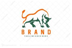 an orange and green bison logo for sale