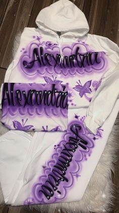 Custom Airbrush Name Outfit / 3 Piece Set / Personalized | Etsy Spray Paint Outfit, Paint Outfit, Airbrush Clothes, Sweet 16 Outfits, Gemini Birthday, Custom Airbrushing