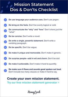 the mission statement do's and don'ts checklist is shown in blue