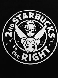 the logo for starbuck's to the right on a black t - shirt