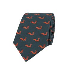 Fox necktie Navy blue tie with orange foxes Novelty animal | Etsy Mint Flowers, Floral Necktie, Groom Ties, Navy Blue Tie