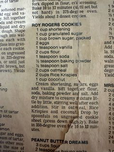 an old recipe book with instructions on how to bake cookies and what to use them