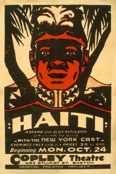 an old poster with a man's face in the center and palm trees behind it