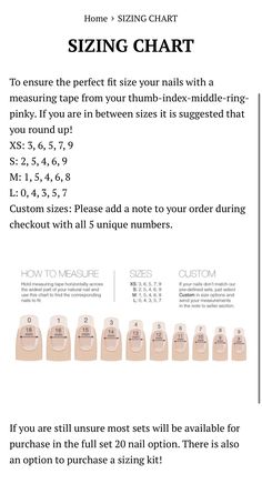 Nail Application Guide, Press On Nail Sizes, Press On Size Chart, Nail Size Guide, Selling Nail Sets, Nail Notes, Press On Nail Chart Size, Nail Sizing Chart, Acrylic Nails Sizes Chart