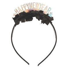 Ring in the new year in style with these Happy New Year Headbands! A fun addition to your New Year's Eve party supplies, these party accessories are a mix of iridescent and black, and they're sure to complement your guests' party gear and your party decorations as you count down to the next year. Plastic. (2 dozen per unit) 4 1/2" x 5 1/4" with 1 1/4" topper. Happy New Year Headband, Headbands Black, New Year Headband, Birthday Headband, Ring In The New Year, New Year's Eve Party, Birthday Supplies, Detailed Ring, New Years Decorations