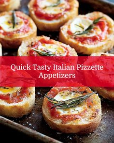 Mini pizzas with various toppings, perfect for easy Italian party finger food. These bite-sized treats offer a burst of authentic flavors. Easy Italian Appetizers